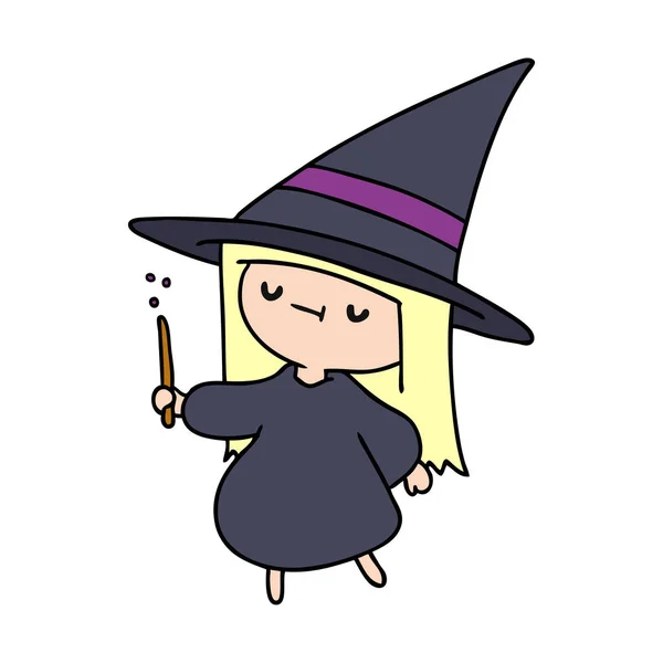 Cartoon of a cute kawaii witch girl — Stock Vector