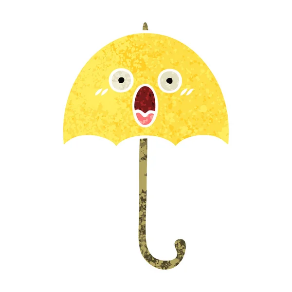 Retro illustration stil tecknad paraply — Stock vektor