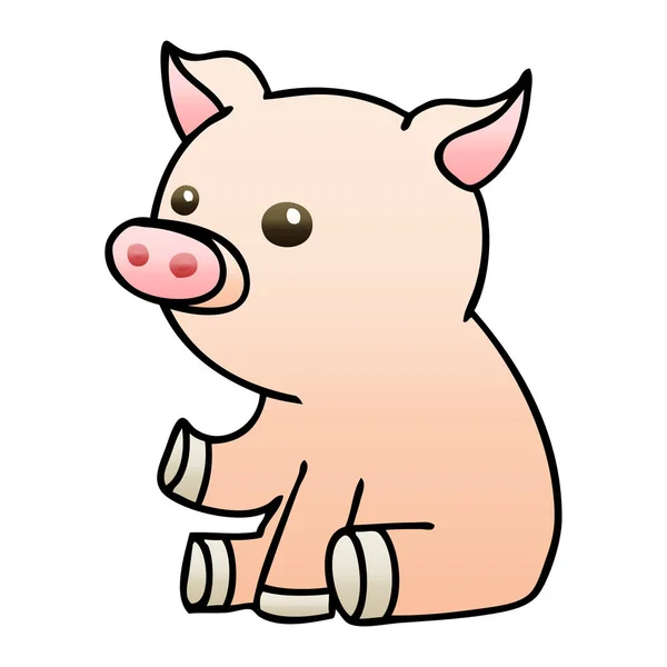 Peculiar gradiente sombreado cerdo de dibujos animados — Vector de stock