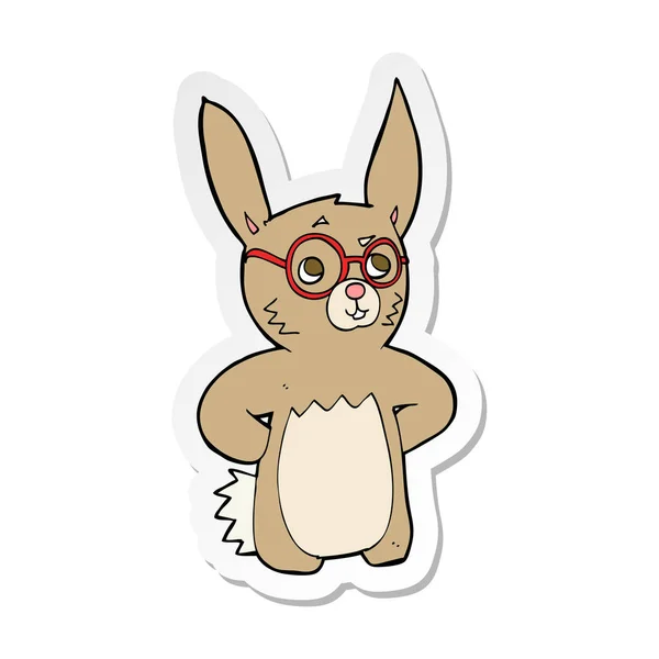 Наклейка Мультяшного Кролика Очках — стоковый вектор