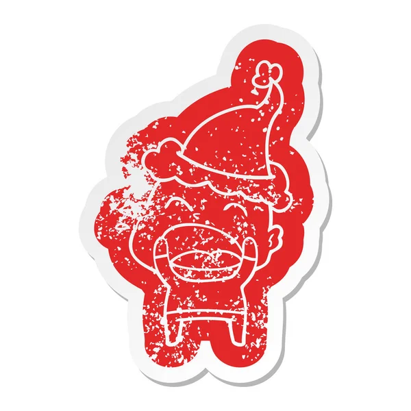 Karikatur eines schreienden glatzköpfigen Mannes mit Weihnachtsmann — Stockvektor