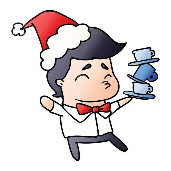 Karikatur des Weihnachtsgradienten von kawaii boy — Stockvektor