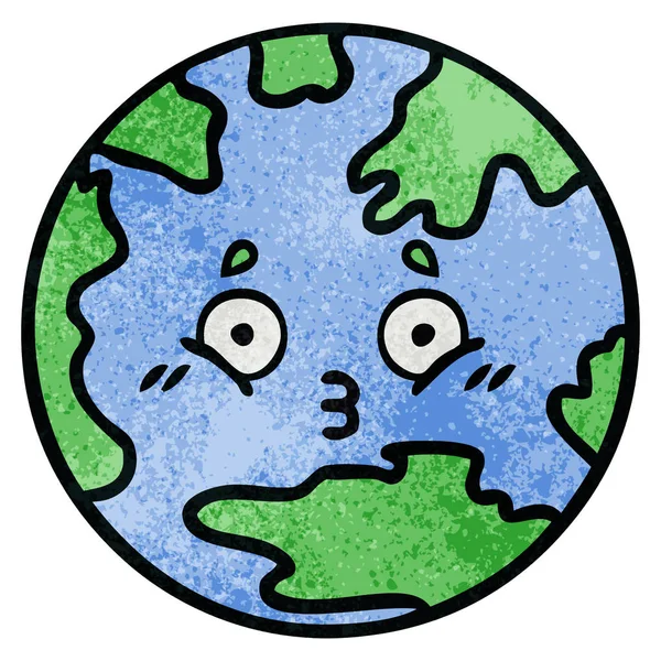 Retro grunge struktury karikatura planety země — Stockový vektor