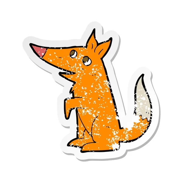 Retro Distressed Sticker Cartoon Fox Cub — Stock Vector