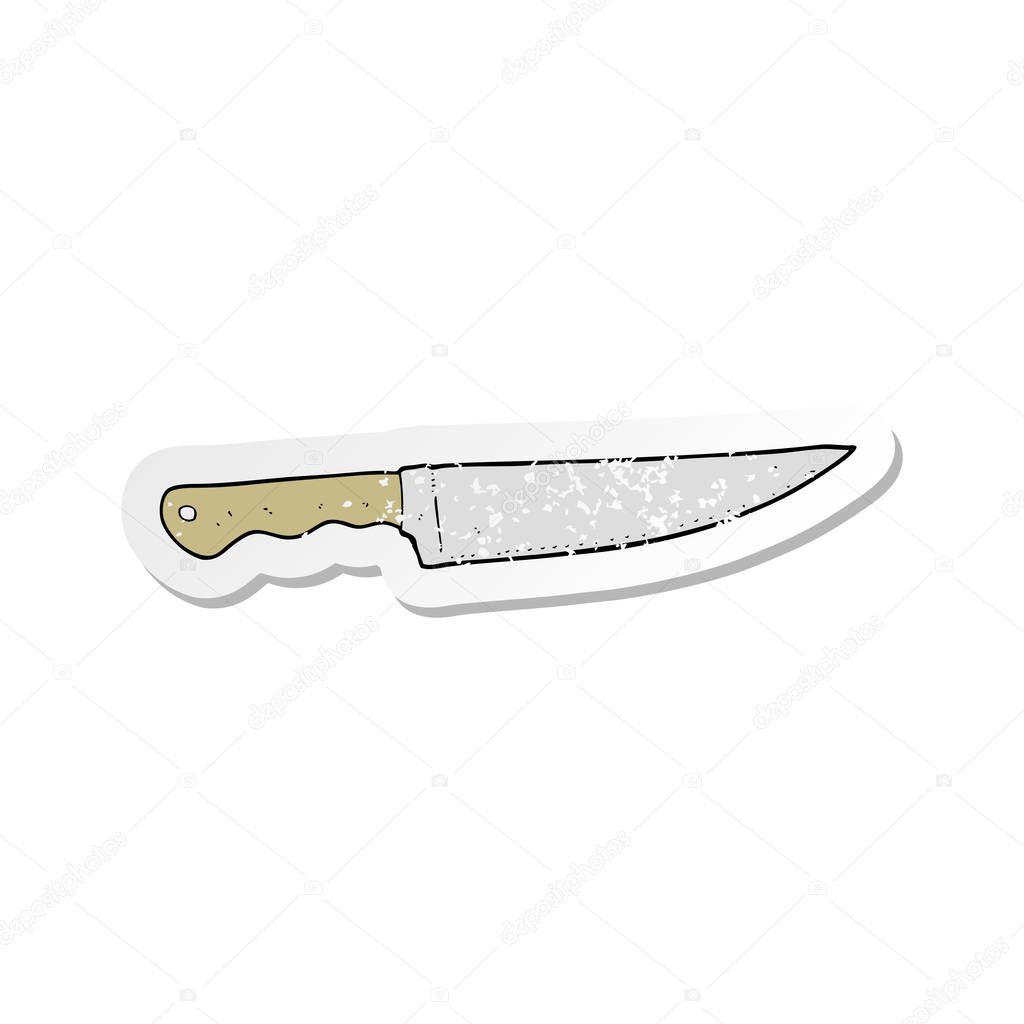 retro distressed sticker of a cartoon kitchen knife