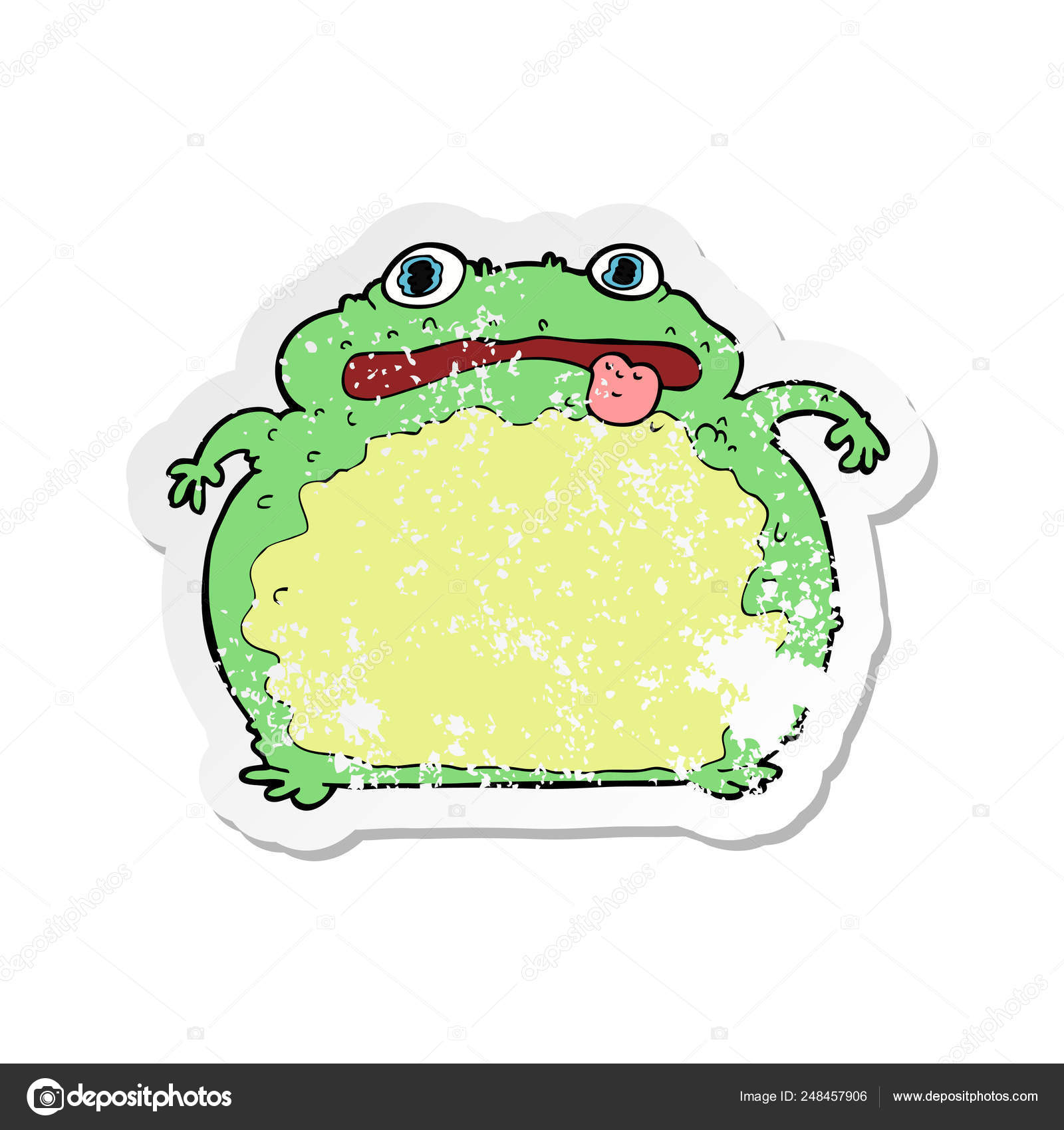 Autocollant De Detresse Retro D Une Grenouille Drole De Dessin Anime Image Vectorielle Par Lineartestpilot C Illustration
