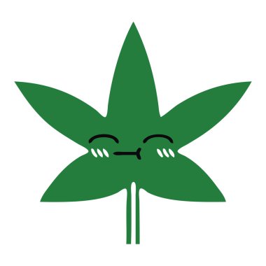 düz renk retro karikatür marihuana yaprağı