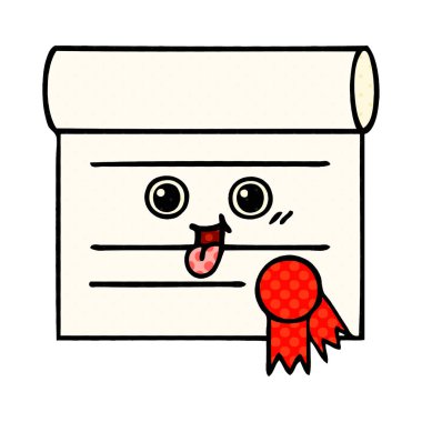 bir sertifikanın çizgi roman tarzı çizgi film