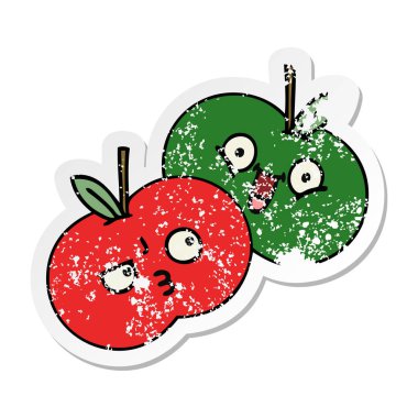sevimli çizgi elma sıkıntılı etiket