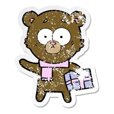 gergin bir Noel sıkıntılı etiket ayı çizgi film