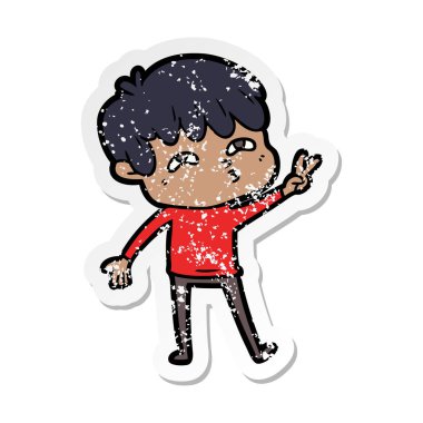 bir çizgi film meraklı insanın sıkıntılı etiket