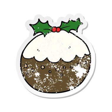 bir karikatür Noel pudingi sıkıntılı etiket