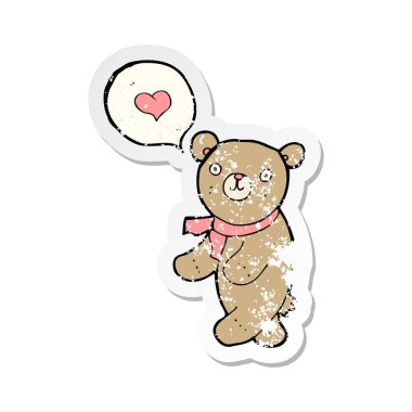 aşık bir karikatür ayının Retro sıkıntılı etiket