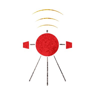 Retro illüstrasyon tarzı çizgi film uydu