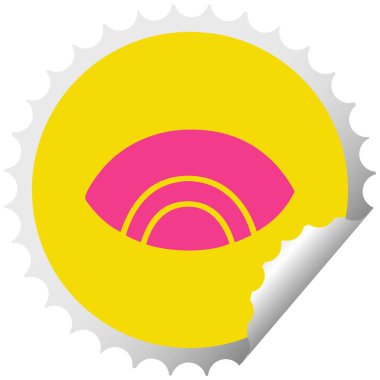 dairesel peeling etiket karikatür bir göz aşağı bakıyor