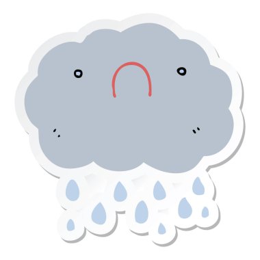 sevimli çizgi bulut etiket