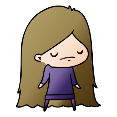 bir şirin kawaii kız degrade çizgi film gösterimi