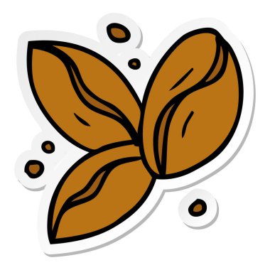 elle çizilmiş etiket karikatür doodle üç kahve fasulye