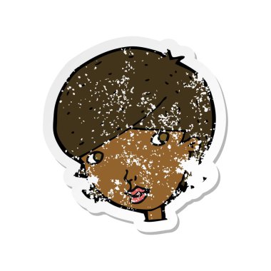 bir çizgi film dostu kadının Retro sıkıntılı etiket