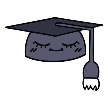 sevimli çizgi mezuniyet şapka