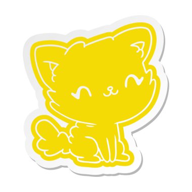 çizgi film etiketi şirin kawaii kabarık kedi