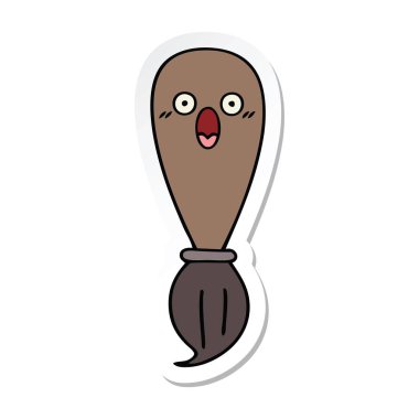 sevimli çizgi boya fırçasının etiket