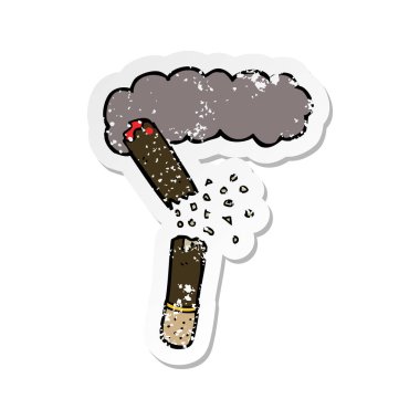 Retro etiket bir karikatür kırık puro sıkıntılı