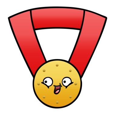 Degrade gölgeli karikatür altın madalya