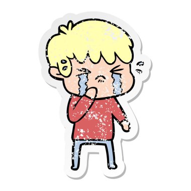 bir çizgi film çocuk ağlıyor sıkıntılı etiket