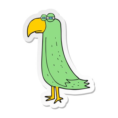 etiket bir karikatür papağan