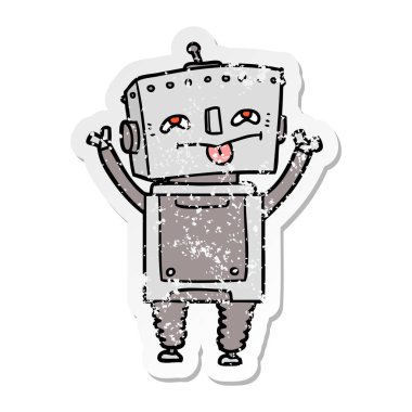 bir çizgi film robot sıkıntılı etiket