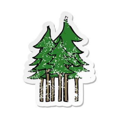 bir çizgi film ağaç sembol Retro sıkıntılı etiket