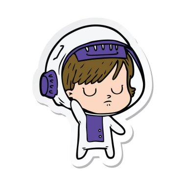 bir çizgi film astronot kadının etiket