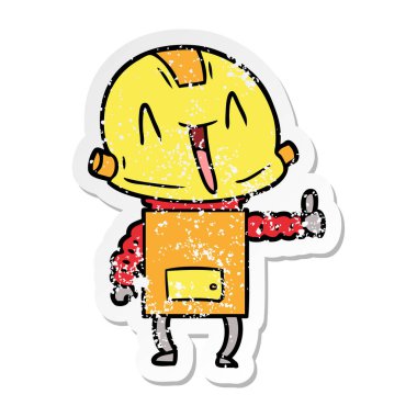 bir çizgi film robot sıkıntılı etiket