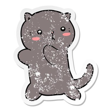 sevimli çizgi kedi sıkıntılı etiket