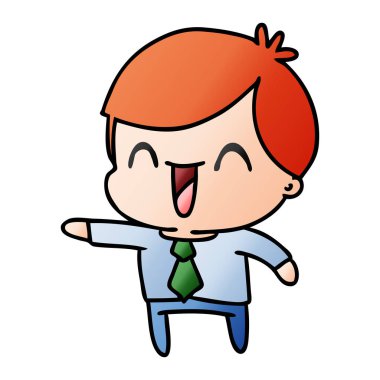 kawaii adamın takım elbiseli degrade çizgi film