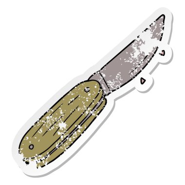 bıçak katlanır bir karikatür sıkıntılı etiket