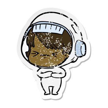 bir kızgın çizgi film alan kızın sıkıntılı etiket