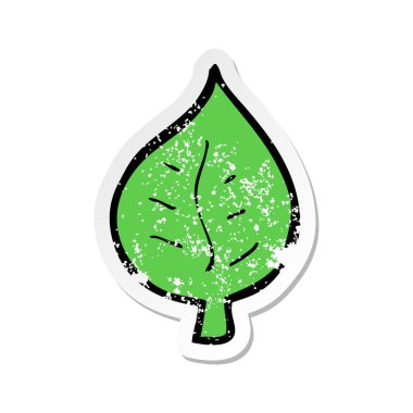 bir çizgi film yaprak sembol Retro sıkıntılı etiket