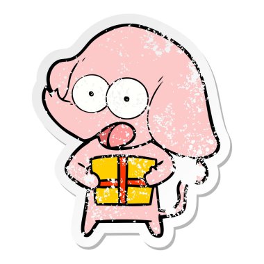 sevimli çizgi fil ile Noel öncesi sıkıntılı etiket