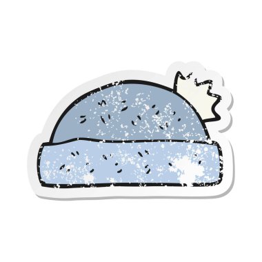 bir çizgi film kış şapka Retro sıkıntılı etiket