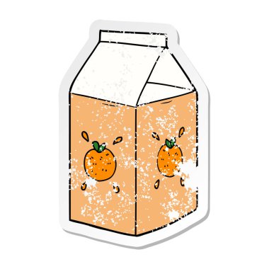 sıkıntılı bir çizgi film portakal suyu karton etiket