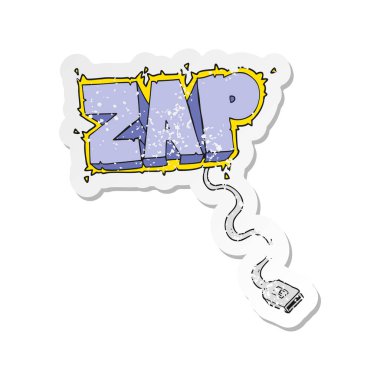 Retro sıkıntılı etiket bir karikatür usb kablosu