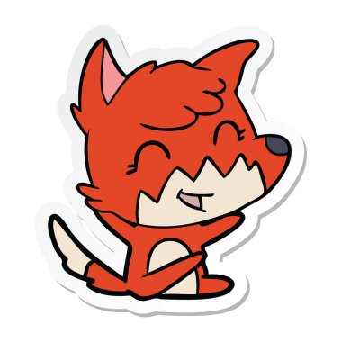 etiket mutlu karikatür tilki