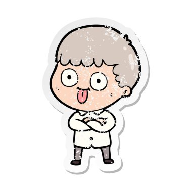 dik bir çizgi film adamın sıkıntılı etiket