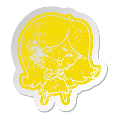 bir şirin kawaii kızın sıkıntılı eski etiket