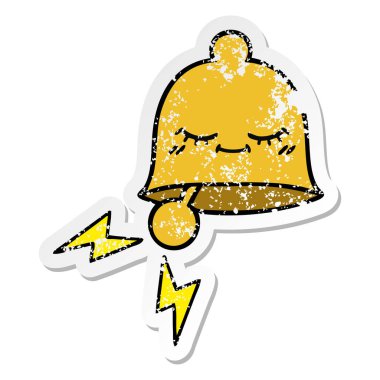 Zili çalmadan bir sevimli çizgi sıkıntılı etiket