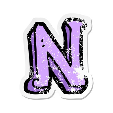 bir çizgi film mektup N Retro sıkıntılı etiket