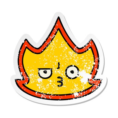 sevimli çizgi ateş alev sıkıntılı etiket