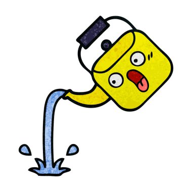 Retro grunge doku karikatür dökülen bir Kettle